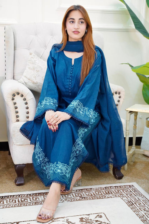 03-Piece Embroided Lawn Cotton | Stitched