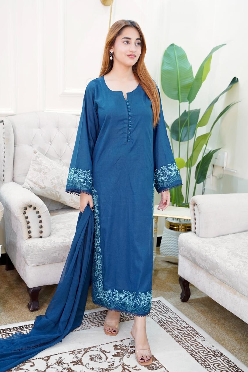 03-Piece Embroided Lawn Cotton | Stitched