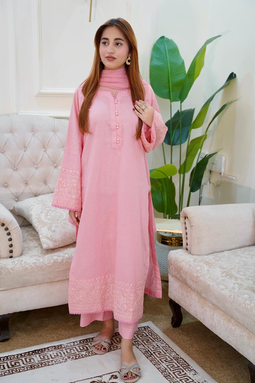 03-Piece Embroided Lawn Cotton | Stitched