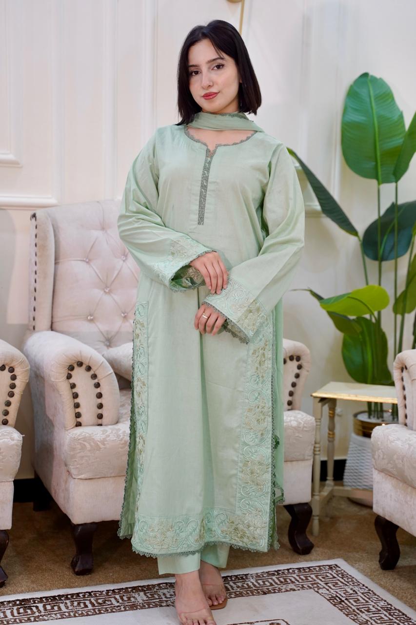 03-Piece Embroided Lawn Cotton | Stitched