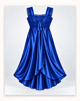 Ayrash royal blue satin lace 1-piece nightwear product view