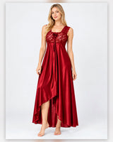 Ayrash red satin lace 1-piece nightwear model view